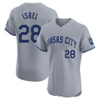 Silnrao KC.Royals #28 Kyle Isbel Player Gray Limited Elite Home Stitched Jerseys