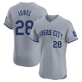 Silnrao KC.Royals #28 Kyle Isbel Player Gray Limited Elite Home Stitched Jerseys