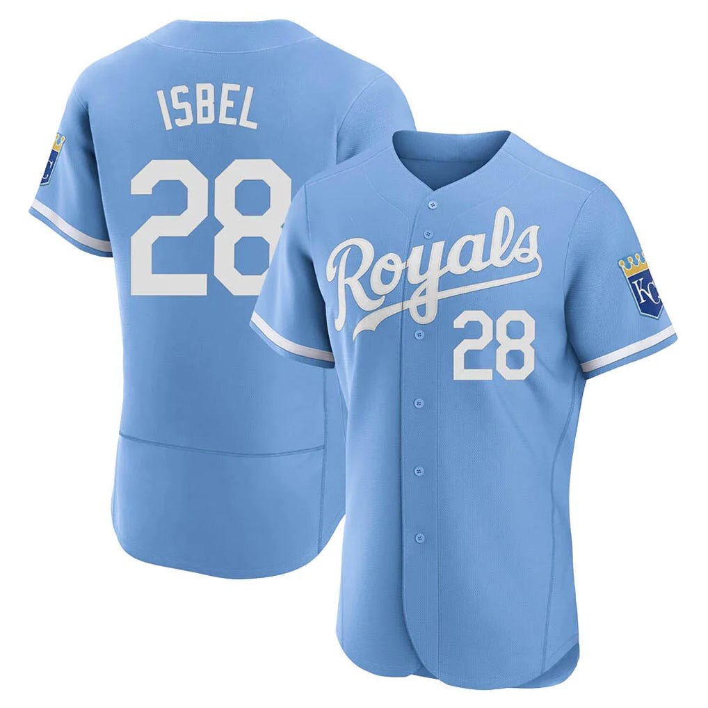 Silnrao KC.Royals #28 Kyle Isbel Player Light Blue Alt Limited Elite Home Stitched Jerseys