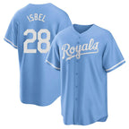 Silnrao KC.Royals #28 Kyle Isbel Player Light Blue Home Game Stitched Jerseys