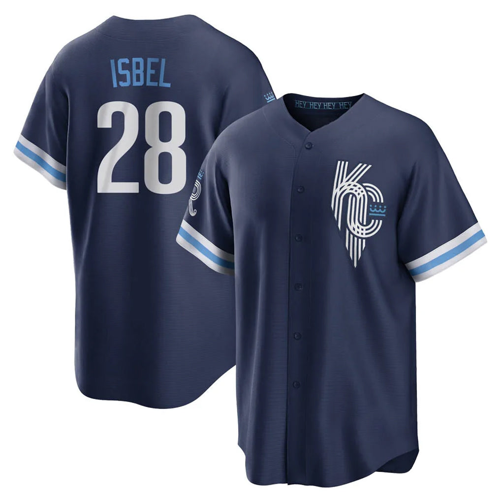 Silnrao KC.Royals #28 Kyle Isbel Player Navy City Connect Home Game Stitched Jerseys
