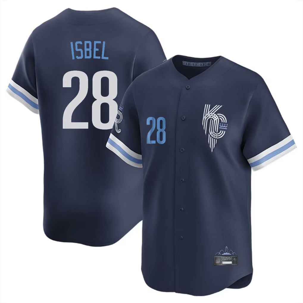 Silnrao KC.Royals #28 Kyle Isbel Player Navy City Connect Limited Home Stitched Jerseys