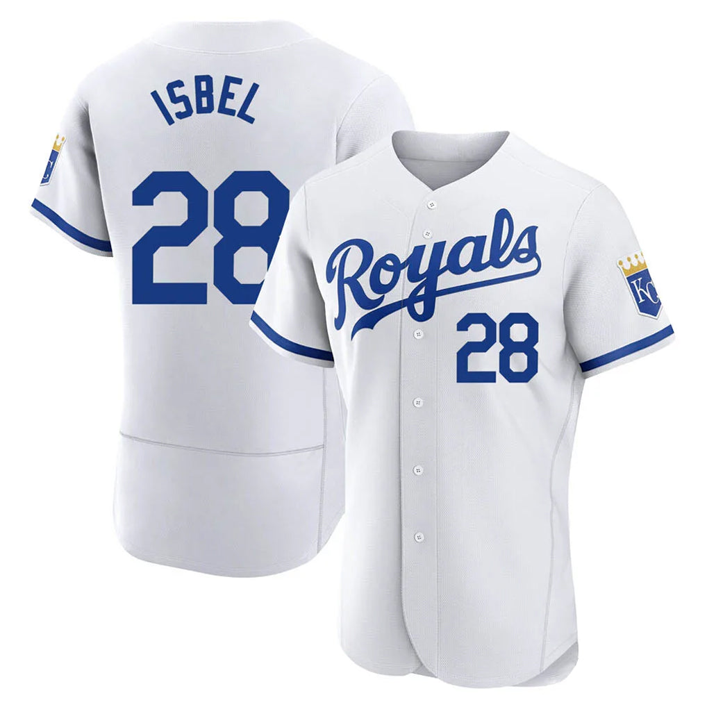Silnrao KC.Royals #28 Kyle Isbel Player White Limited Elite Home Game Stitched Jerseys