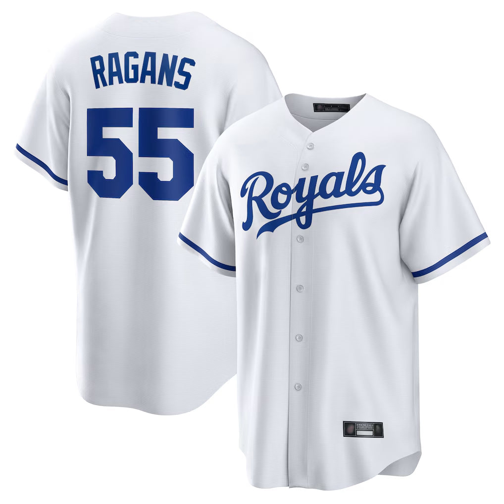Silnrao KC.Royals #55 Cole Ragans Player White Home Game Stitched Jerseys
