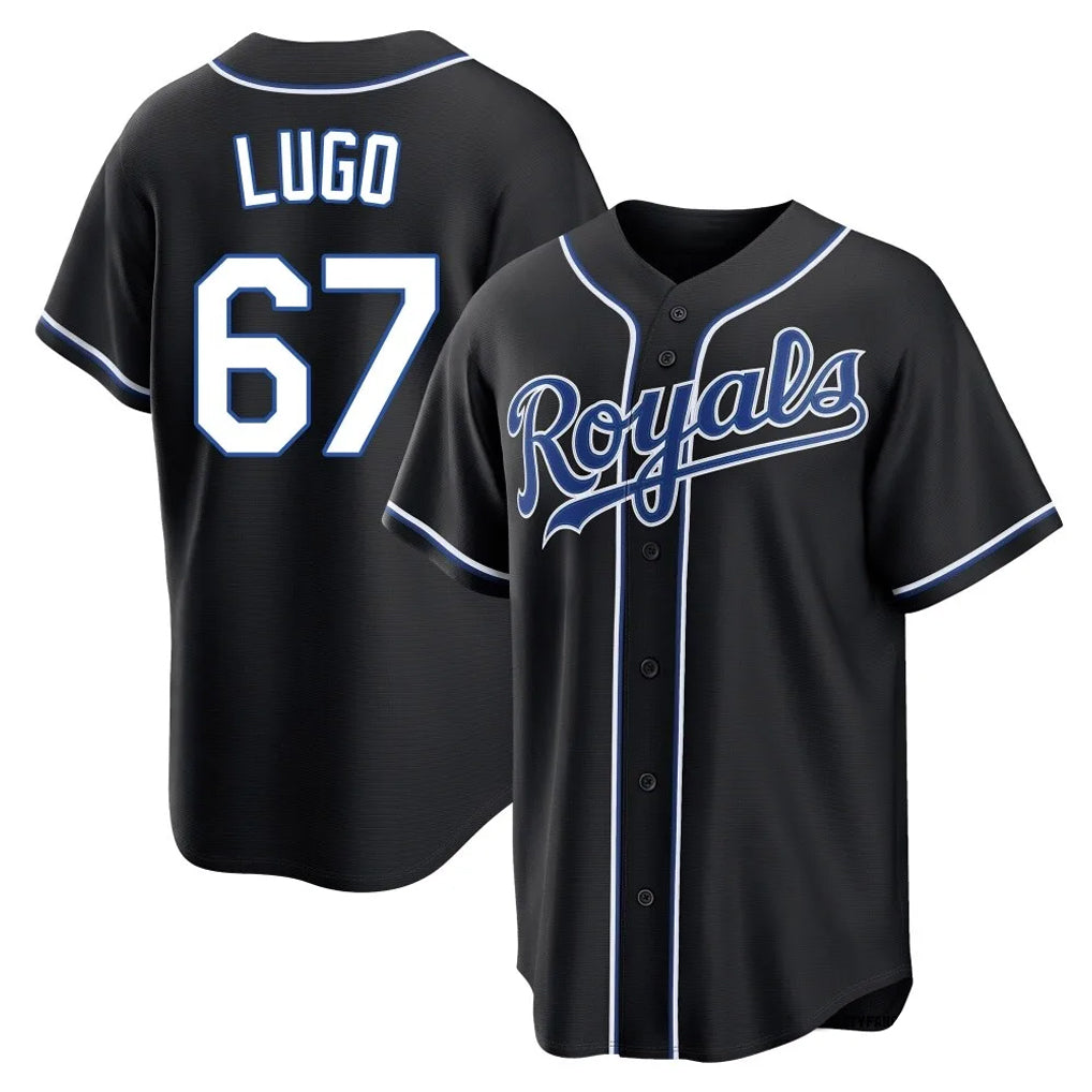 Silnrao KC.Royals #67 Seth Lugo Player Black Carbon Fashion Home Game Stitched Jerseys