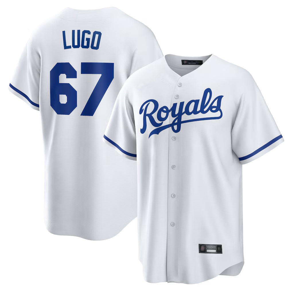 Silnrao KC.Royals #67 Seth Lugo Player White Home Game Stitched Jerseys