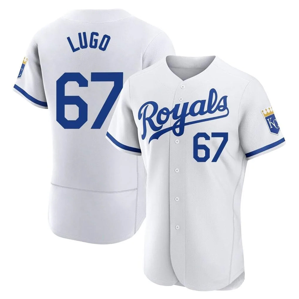 Silnrao KC.Royals #67 Seth Lugo Player White Limited Elite Home Game Stitched Jerseys