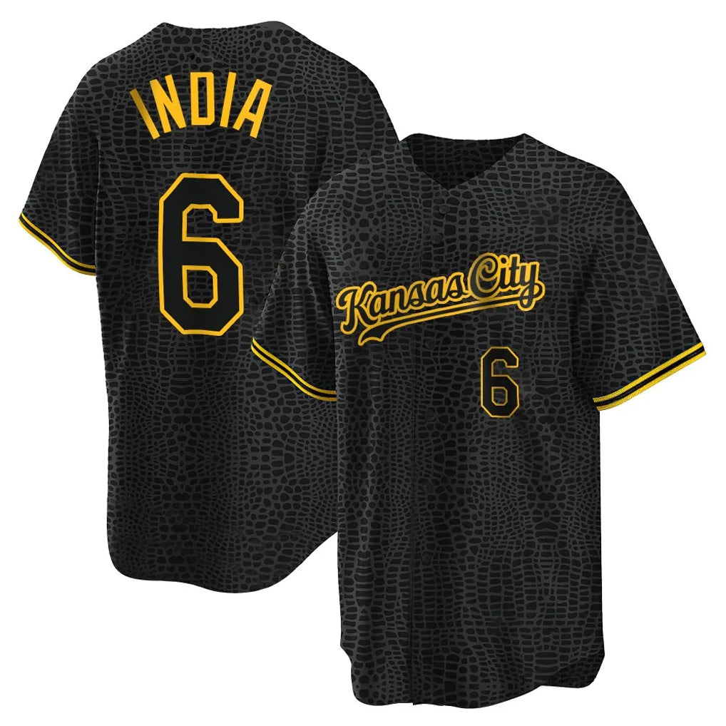 Silnrao KC.Royals #6 Jonathan India Player Black Snake Skin City Game Stitched Jerseys