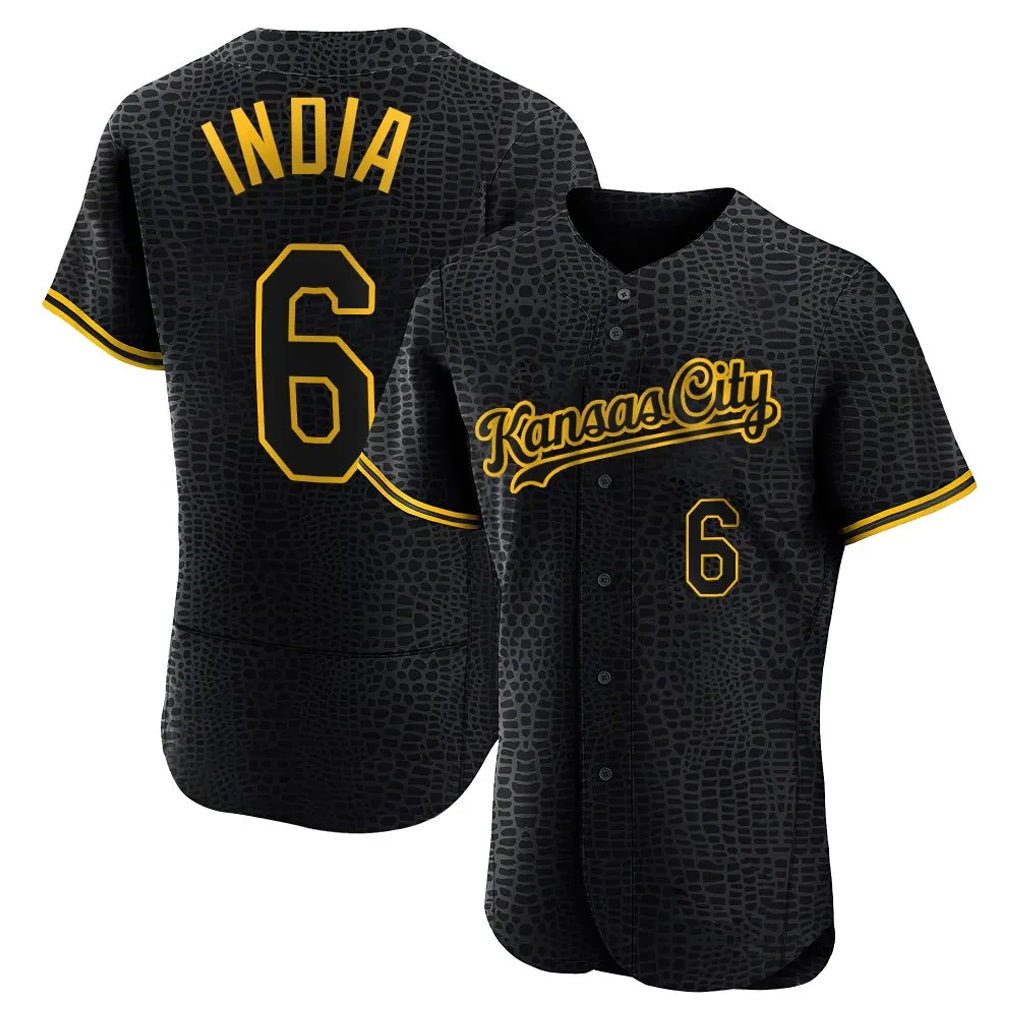Silnrao KC.Royals #6 Jonathan India Player Black Snake Skin City Limited Elite Stitched Jerseys