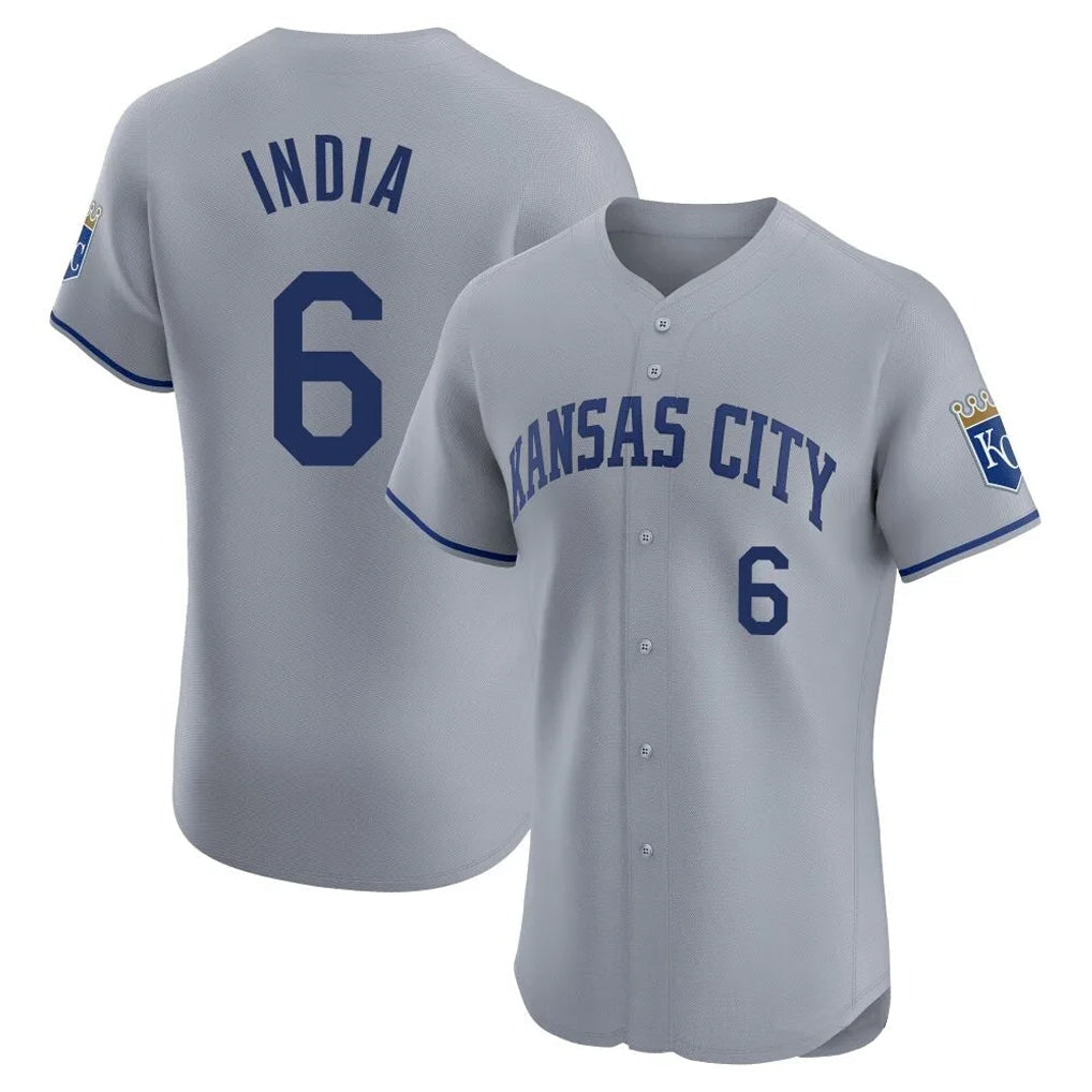 Silnrao KC.Royals #6 Jonathan India Player Gray Limited Elite Home Stitched Jerseys
