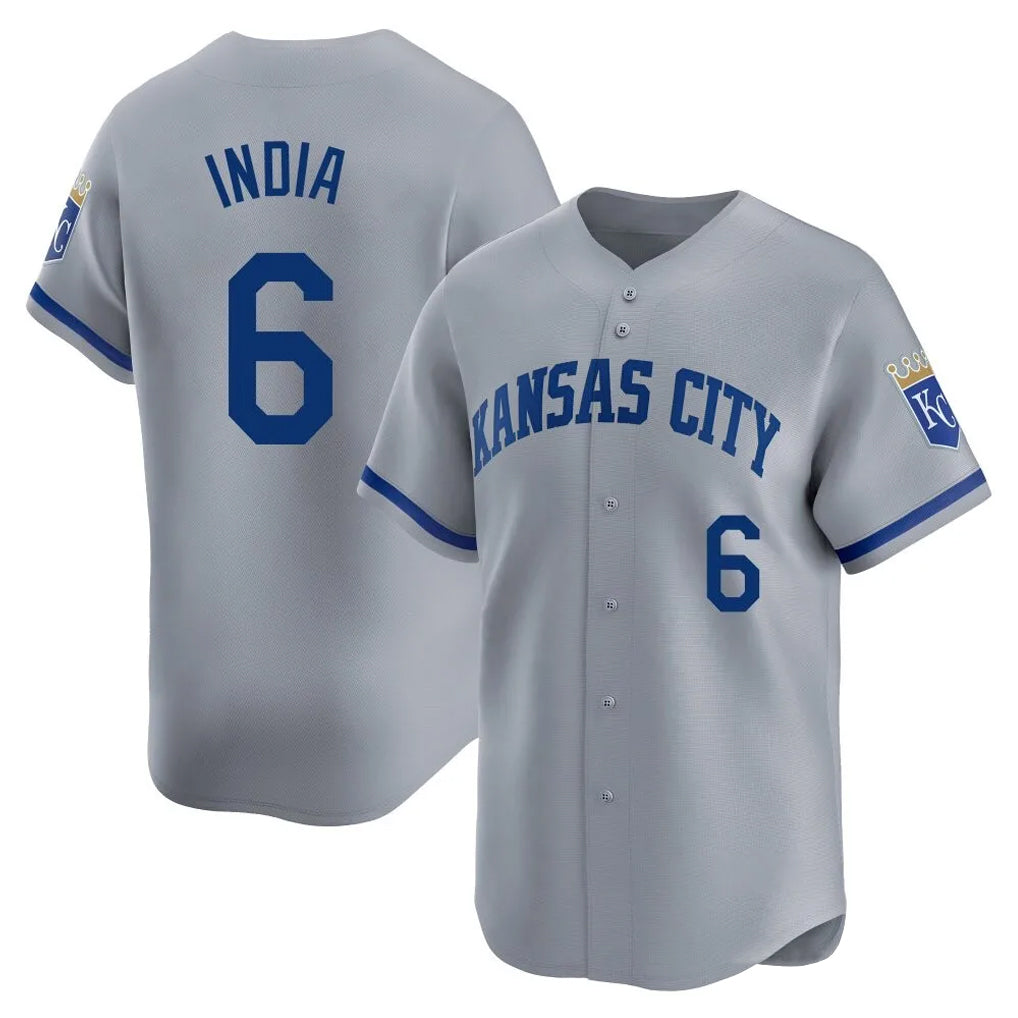 Silnrao KC.Royals #6 Jonathan India Player Gray Limited Home Stitched Jerseys