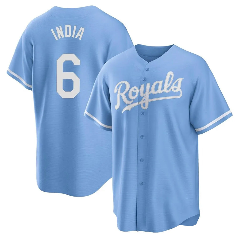 Silnrao KC.Royals #6 Jonathan India Player Light Blue Home Game Stitched Jerseys