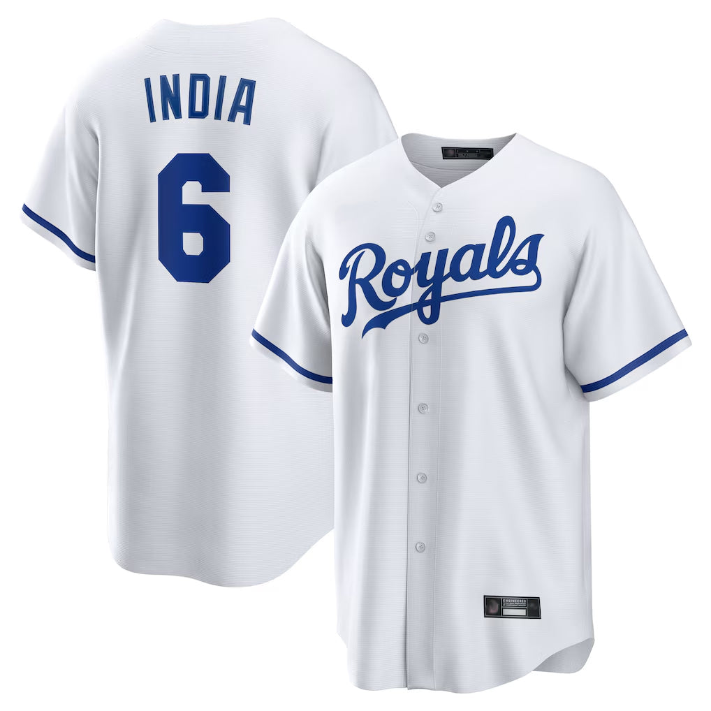Silnrao KC.Royals #6 Jonathan India Player White Home Game Stitched Jerseys