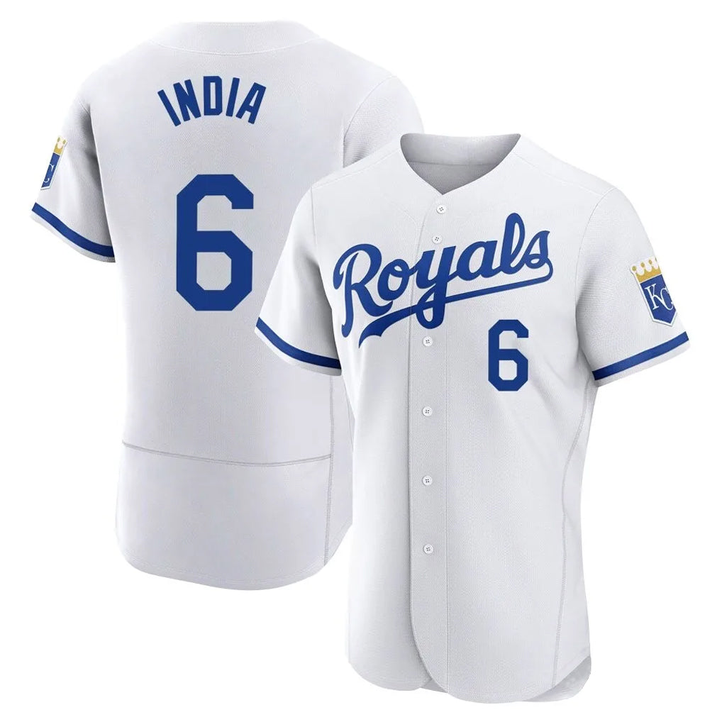 Silnrao KC.Royals #6 Jonathan India Player White Limited Elite Home Game Stitched Jerseys