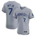 Silnrao KC.Royals #7 Bobby Witt Jr. Player Gray Limited Elite Home Stitched Jerseys