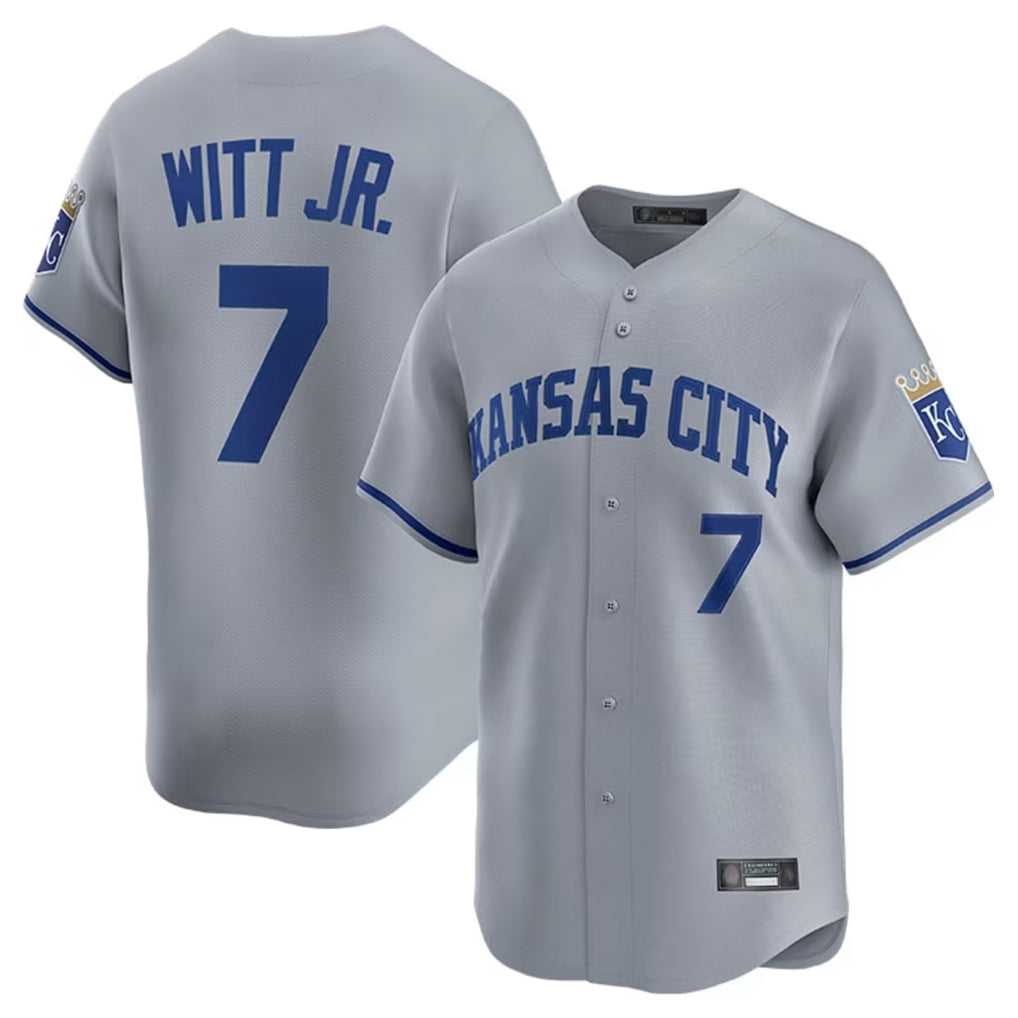 Silnrao KC.Royals #7 Bobby Witt Jr. Player Gray Limited Home Stitched Jerseys