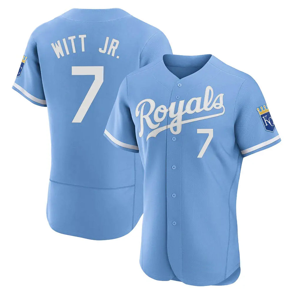 Silnrao KC.Royals #7 Bobby Witt Jr. Player Light Blue Alt Limited Elite Home Stitched Jerseys