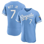 Silnrao KC.Royals #7 Bobby Witt Jr. Player Light Blue Alt Limited Elite Home Stitched Jerseys
