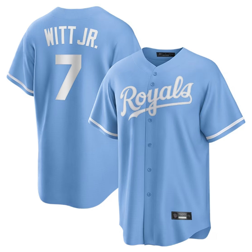 Silnrao KC.Royals #7 Bobby Witt Jr. Player Light Blue Home Game Stitched Jerseys