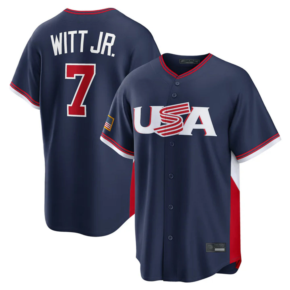 Silnrao KC.Royals #7 Bobby Witt Jr. Player Navy USA 2026 World Classic Game Stitched Jerseys
