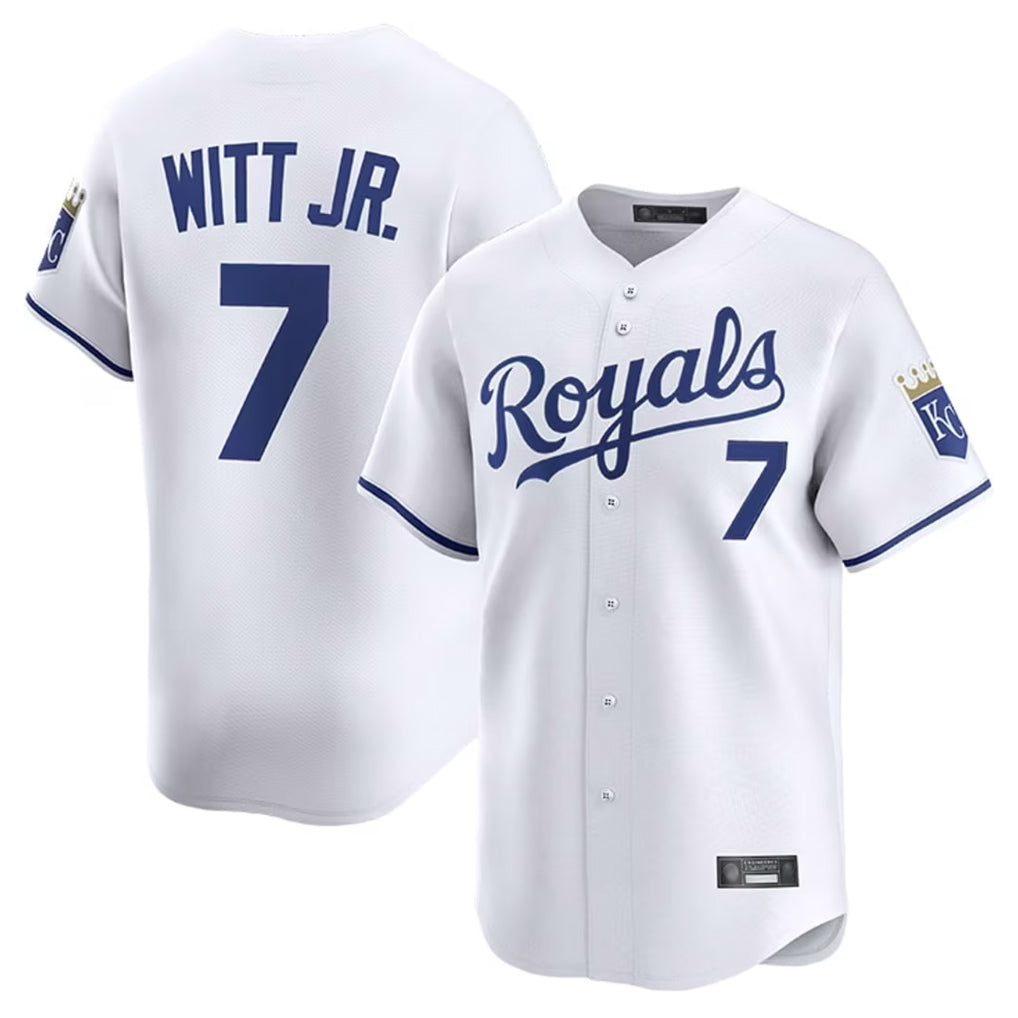 Silnrao KC.Royals #7 Bobby Witt Jr. Player White Alt Limited Home Stitched Jerseys