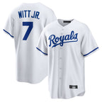 Silnrao KC.Royals #7 Bobby Witt Jr. Player White Home Game Stitched Jerseys