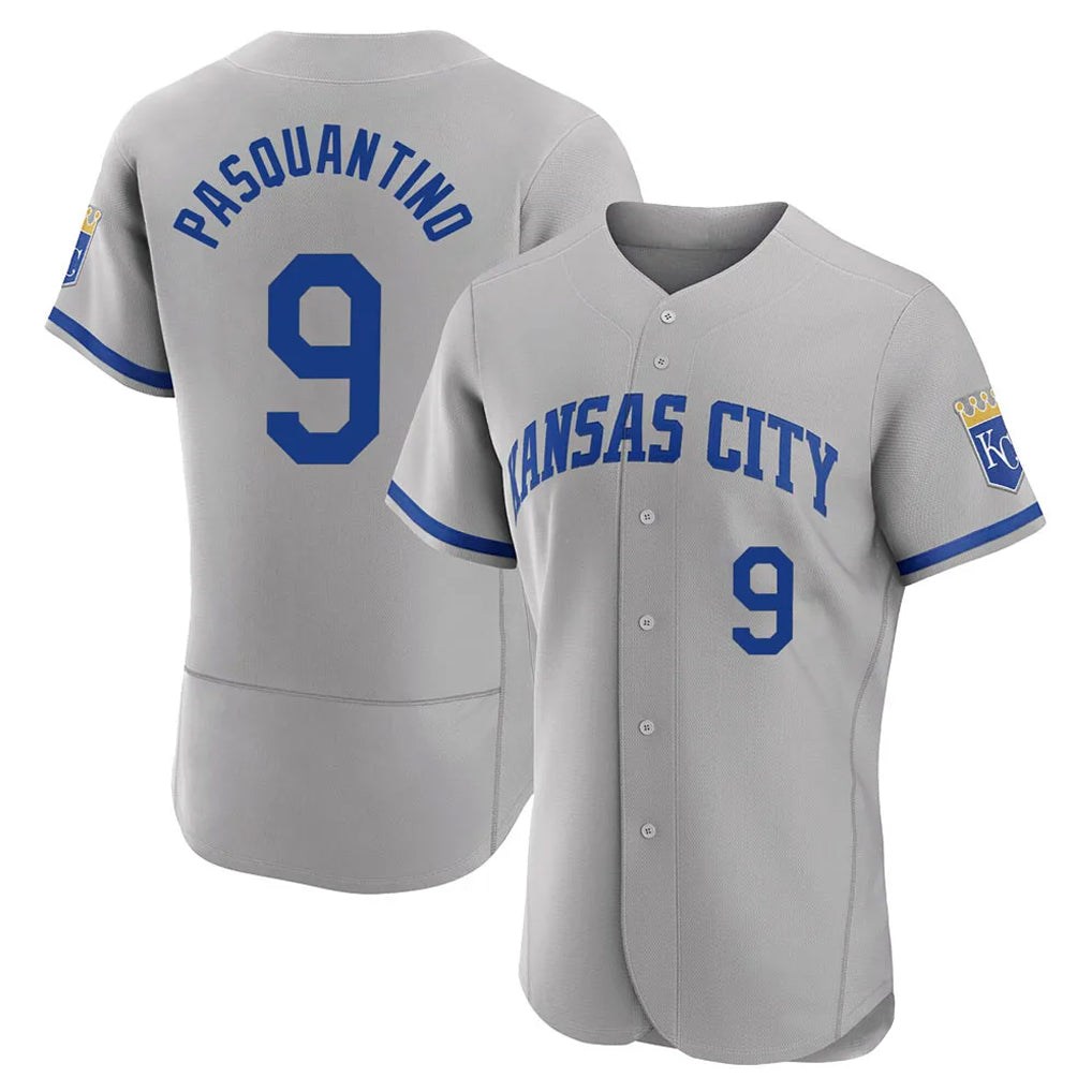 Silnrao KC.Royals #9 Vinnie Pasquantino Player Gray Limited Elite Home Game Stitched Jerseys