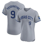 Silnrao KC.Royals #9 Vinnie Pasquantino Player Gray Limited Elite Home Stitched Jerseys