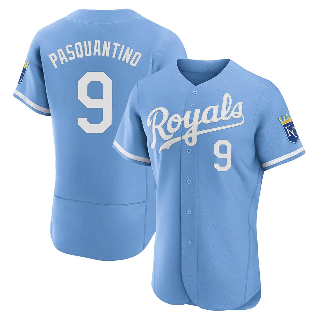 Silnrao KC.Royals #9 Vinnie Pasquantino Player Light Blue Alt Limited Elite Home Stitched Jerseys