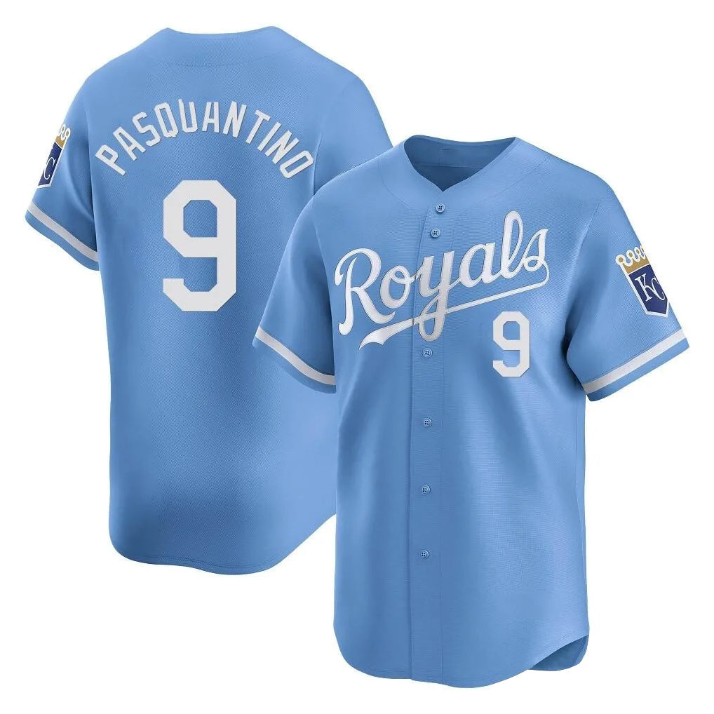 Silnrao KC.Royals #9 Vinnie Pasquantino Player Light Blue Alt Limited Home Stitched Jerseys