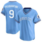 Silnrao KC.Royals #9 Vinnie Pasquantino Player Light Blue Limited Throwback Cooperstown Collection T-shirt Stitched Jerseys