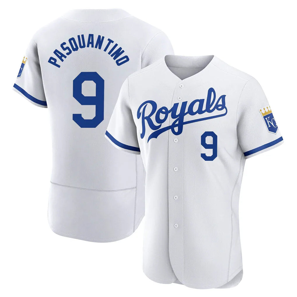 Silnrao KC.Royals #9 Vinnie Pasquantino Player White Limited Elite Home Game Stitched Jerseys