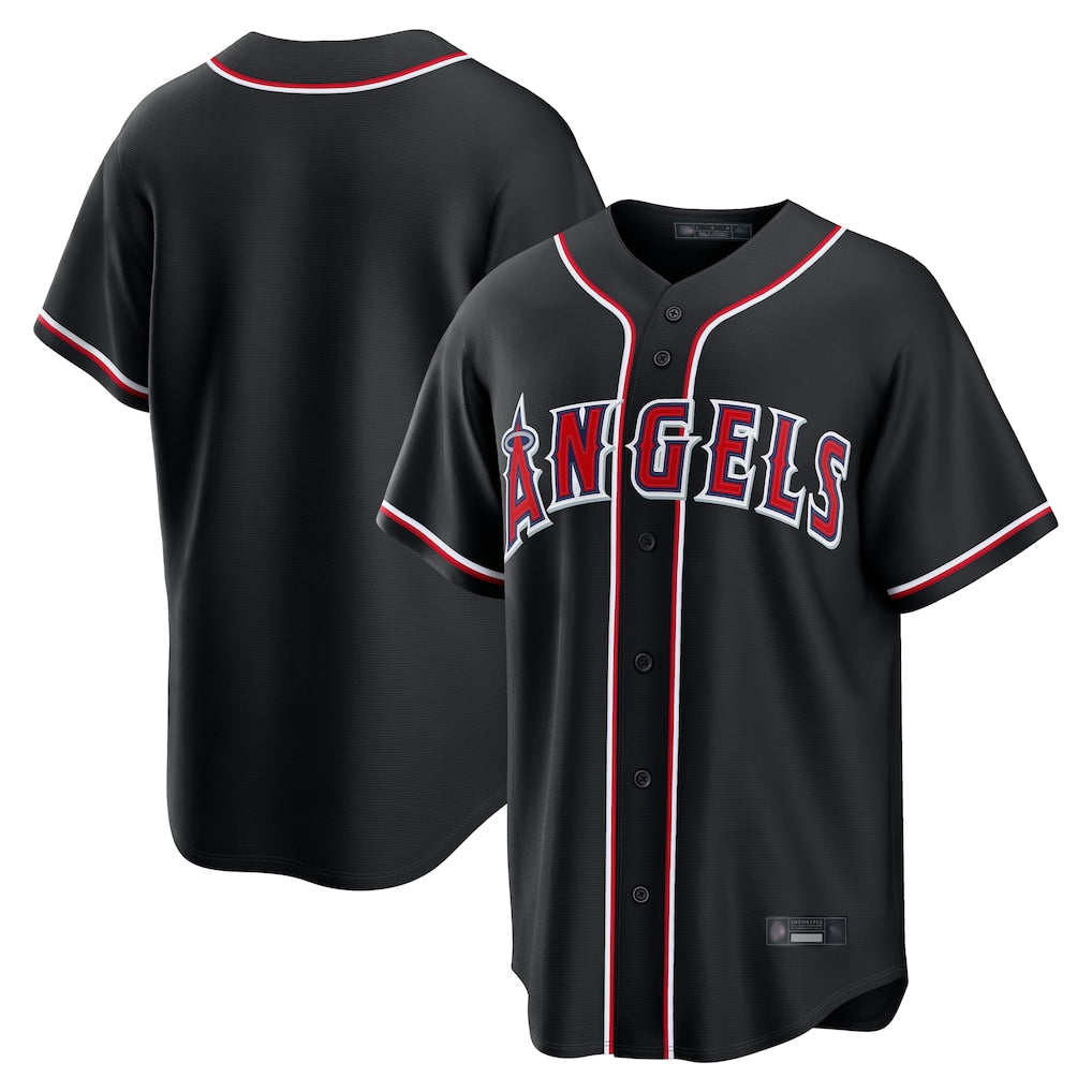 Silnrao LA.Angels Black Fashion Out Home Game Blank Player Stitched Jerseys