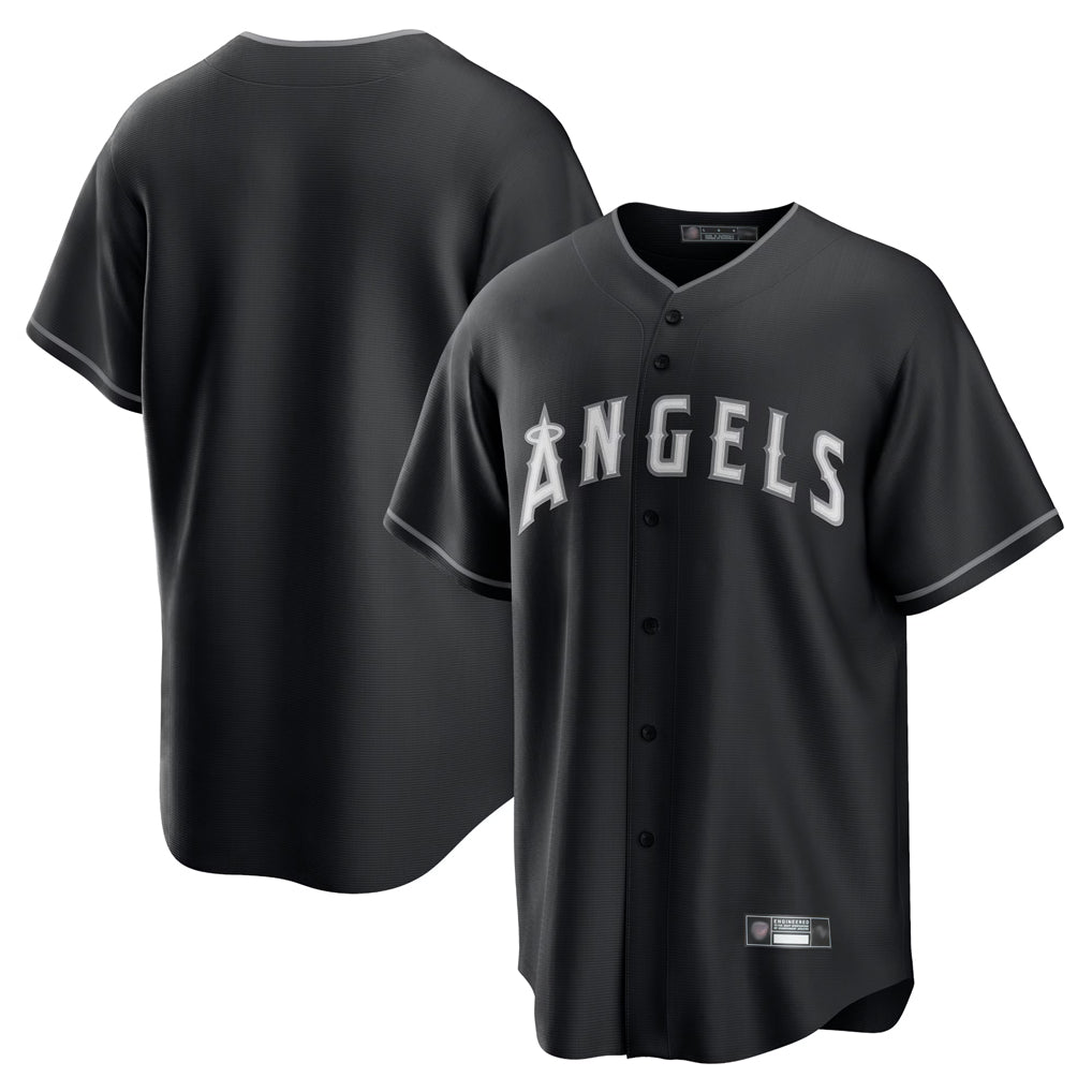 Silnrao LA.Angels Black Lights Out Fashion T-shirt Blank Player Stitched Jerseys
