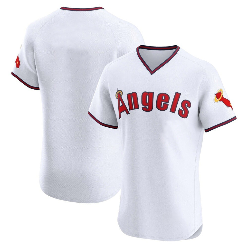 Silnrao LA.Angels White T-shirt Home Limited Elite Blank Player Stitched Jerseys