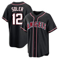 Silnrao LA.Angels #12 Jorge Soler Player Black Fashion Out Home Game Stitched Jerseys