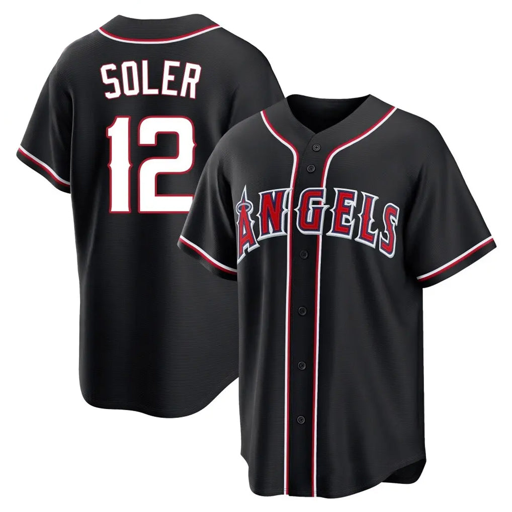 Silnrao LA.Angels #12 Jorge Soler Player Black Fashion Out Home Game Stitched Jerseys