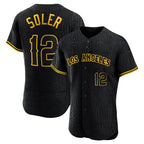 Silnrao LA.Angels #12 Jorge Soler Player Black Snake Skin City Limited Elite Home Stitched Jerseys