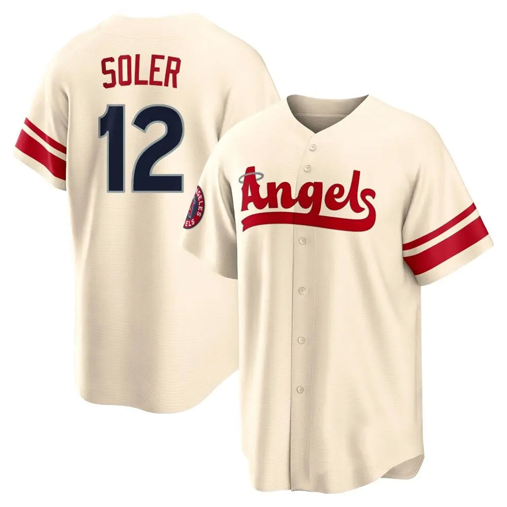 Silnrao LA.Angels #12 Jorge Soler Player Cream City Connect Home Stitched Jerseys
