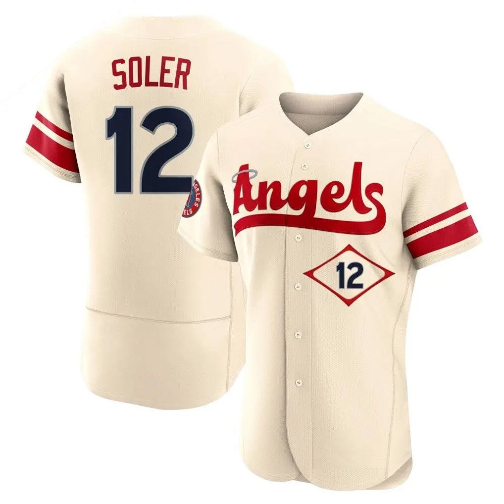 Silnrao LA.Angels #12 Jorge Soler Player Cream City Connect Limited ELite Home Stitched Jerseys