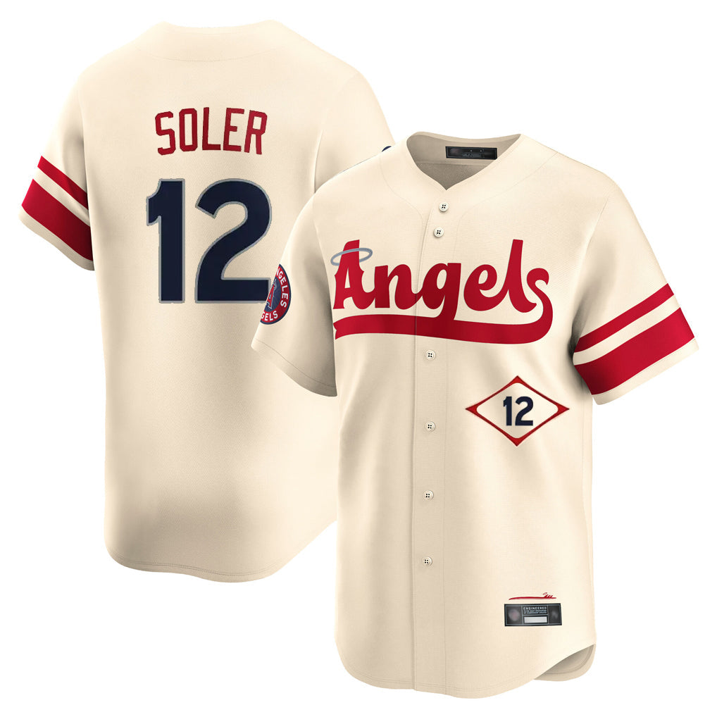 Silnrao LA.Angels #12 Jorge Soler Player Cream City Connect Limited Home Stitched Jerseys