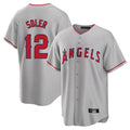 Silnrao LA.Angels #12 Jorge Soler Player Gray Home Game Stitched Jerseys