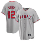 Silnrao LA.Angels #12 Jorge Soler Player Gray Home Game Stitched Jerseys
