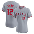 Silnrao LA.Angels #12 Jorge Soler Player Gray Home Limited Elite Stitched Jerseys