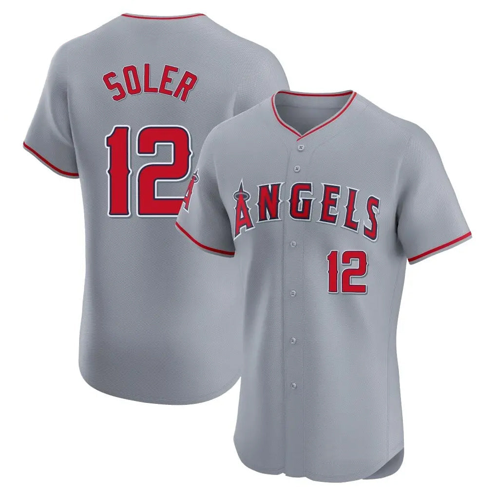 Silnrao LA.Angels #12 Jorge Soler Player Gray Home Limited Elite Stitched Jerseys