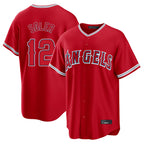 Silnrao LA.Angels #12 Jorge Soler Player Red Home Game Stitched Jerseys