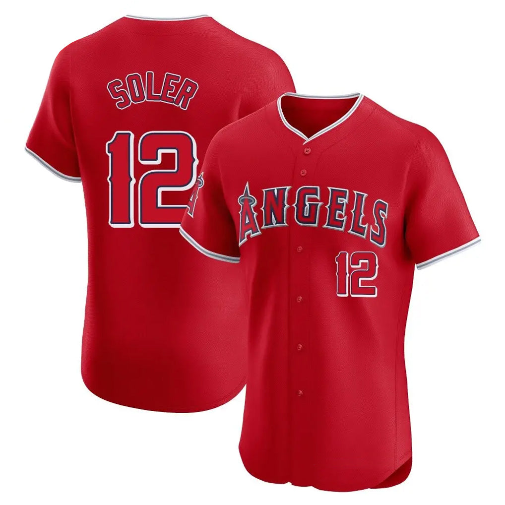 Silnrao LA.Angels #12 Jorge Soler Player Red Home Limited Elite Stitched Jerseys