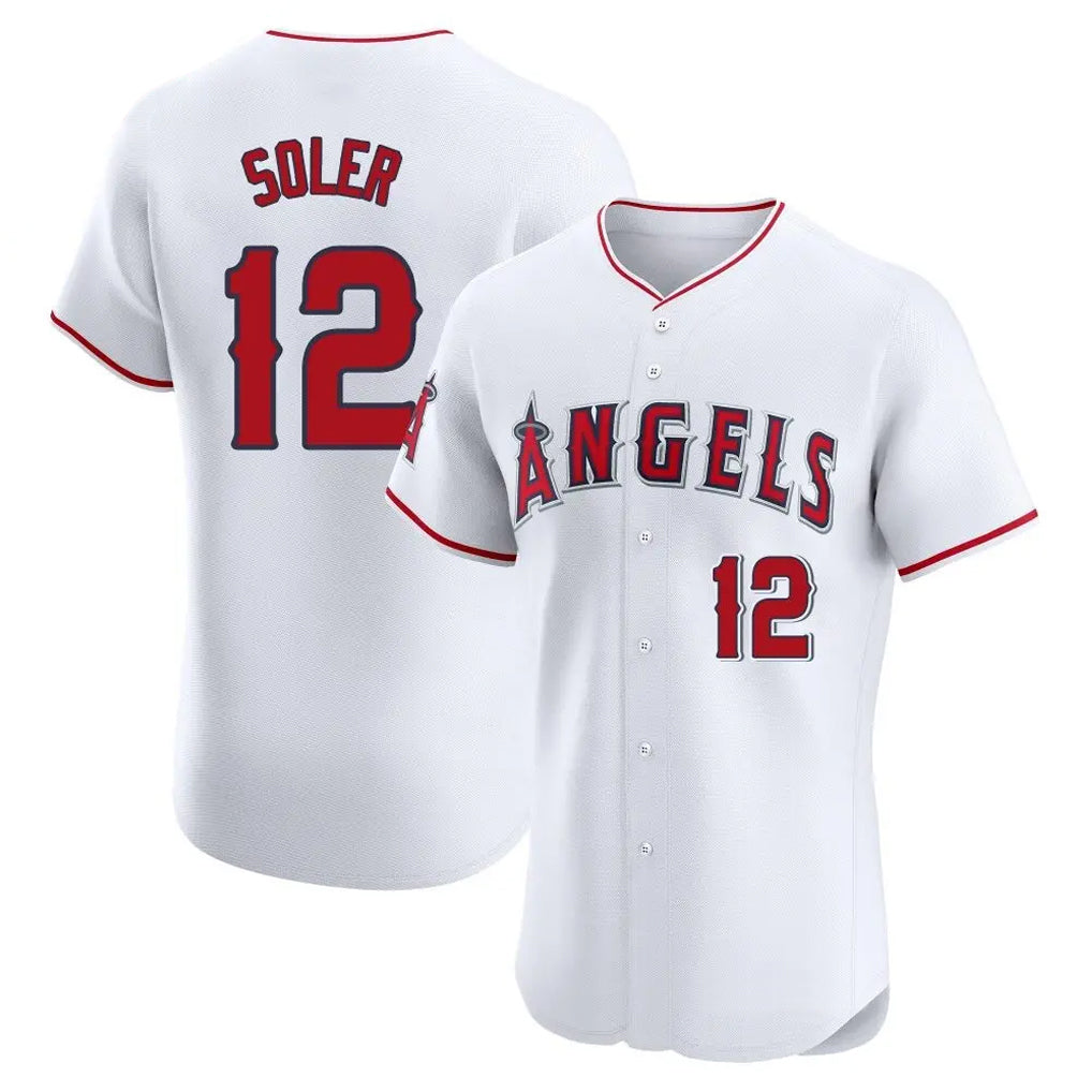 Silnrao LA.Angels #12 Jorge Soler Player White Limited Elite Stitched Home Jerseys
