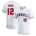 Silnrao LA.Angels #12 Jorge Soler Player White Limited Elite Stitched Home Jerseys