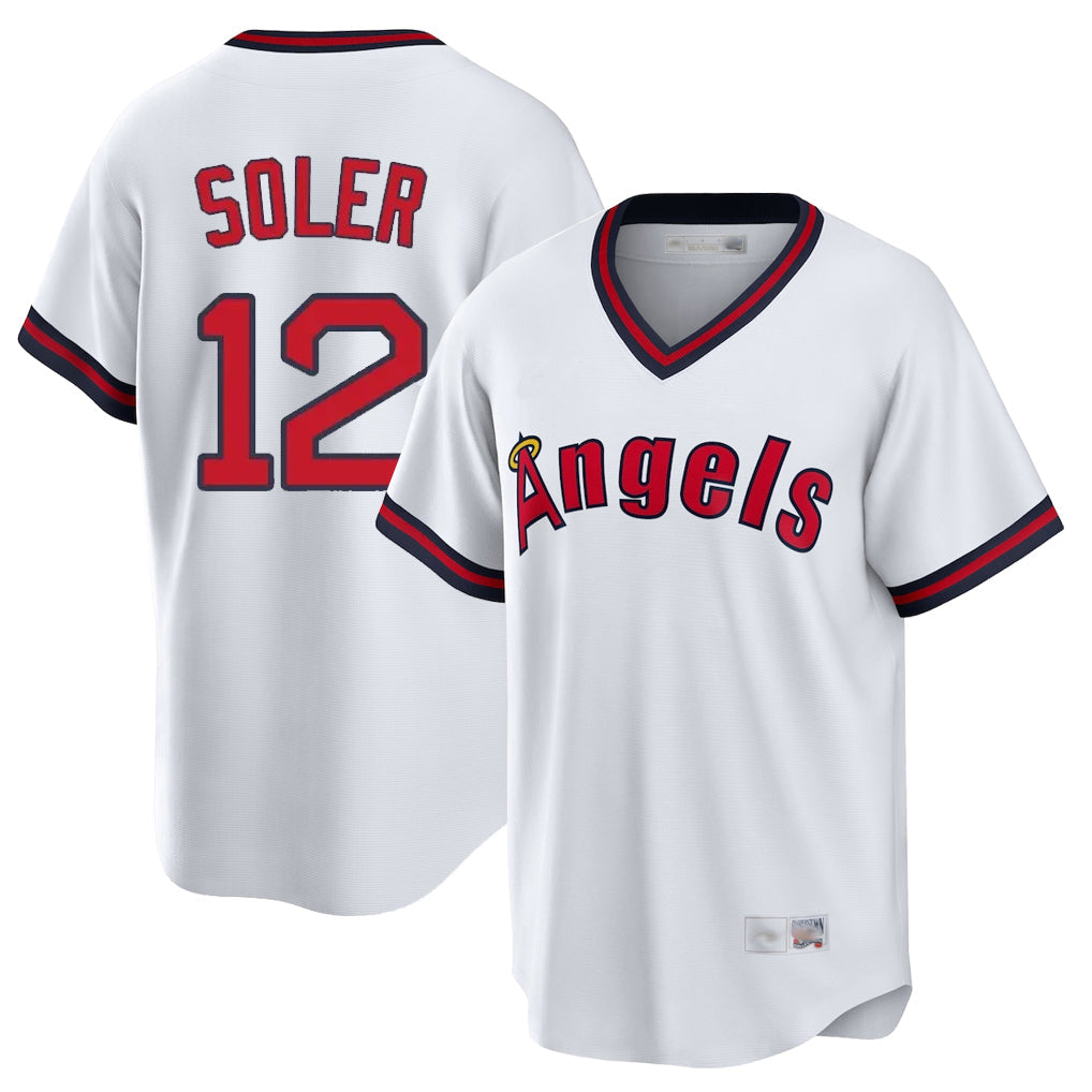 Silnrao LA.Angels #12 Jorge Soler Player White T-shirt Home Game Stitched Jerseys